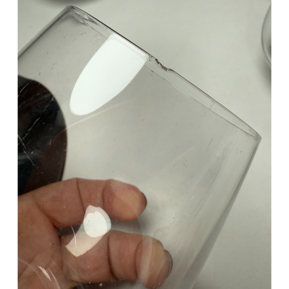 Set of 4 Signed Lenox Clear Flat Stemless Wine Glasses Red White Tuscany - Picture 5 of 5